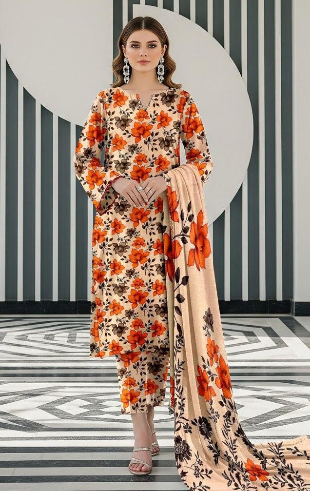Autumn Blossom Khaddar 3-Piece